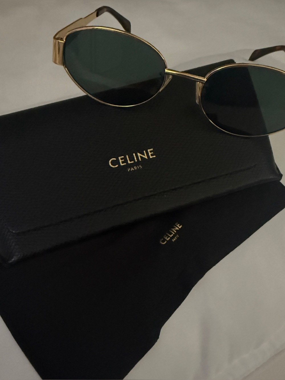 Gold Metal Sunglasses with Brown Tortoiseshell Temples